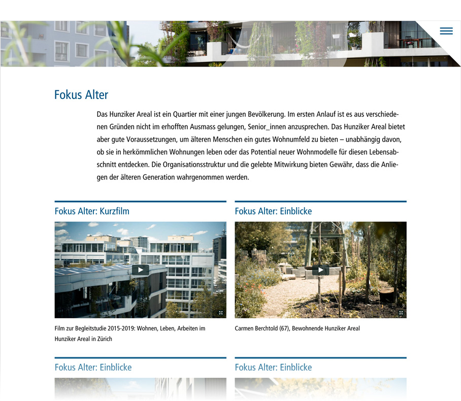 Hunziker Areal: Website und interaktive Infografiken für Genossenschaft Mehr als Wohnen.